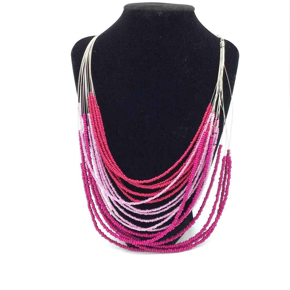 Mix It Color Magenta, Pink and‎ Red Beaded Necklace
